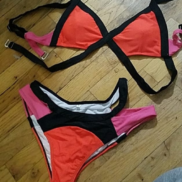 Corlorful sensation, this bandage bikini pink oran - Picture 3 of 3